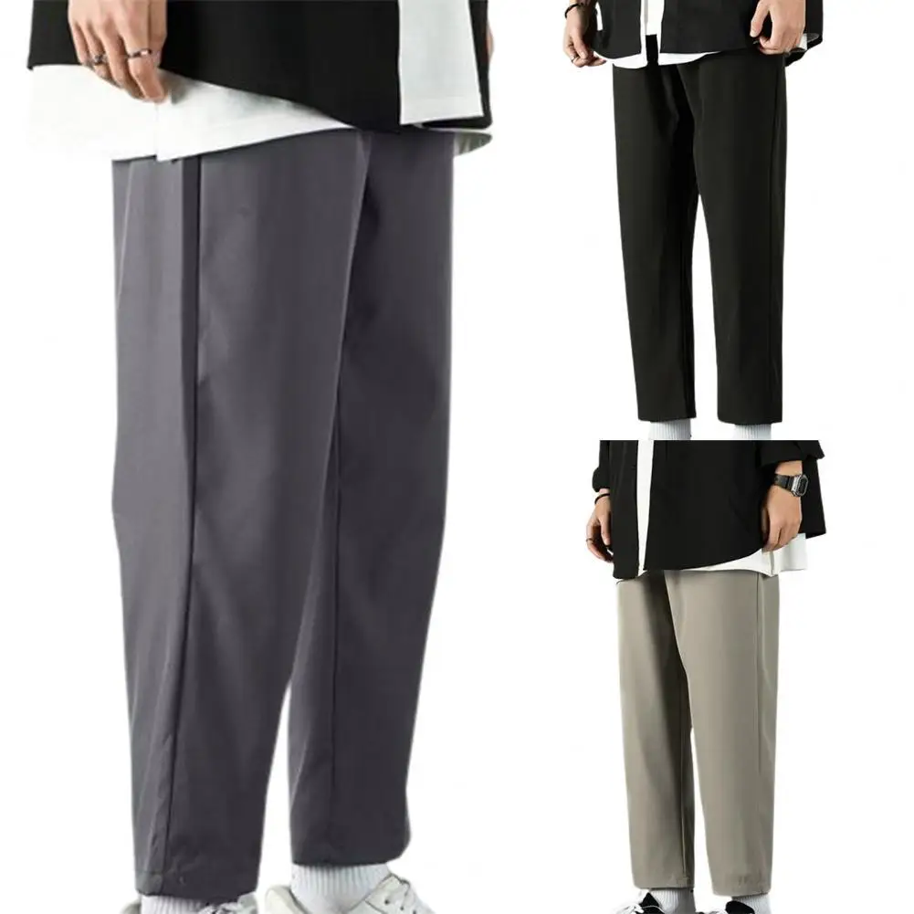 

Мужские однотонные прямые брюки, мягкие повседневные штаны на шнуровке с эластичным поясом, спортивные брюки, уличная одежда, свободные брю...