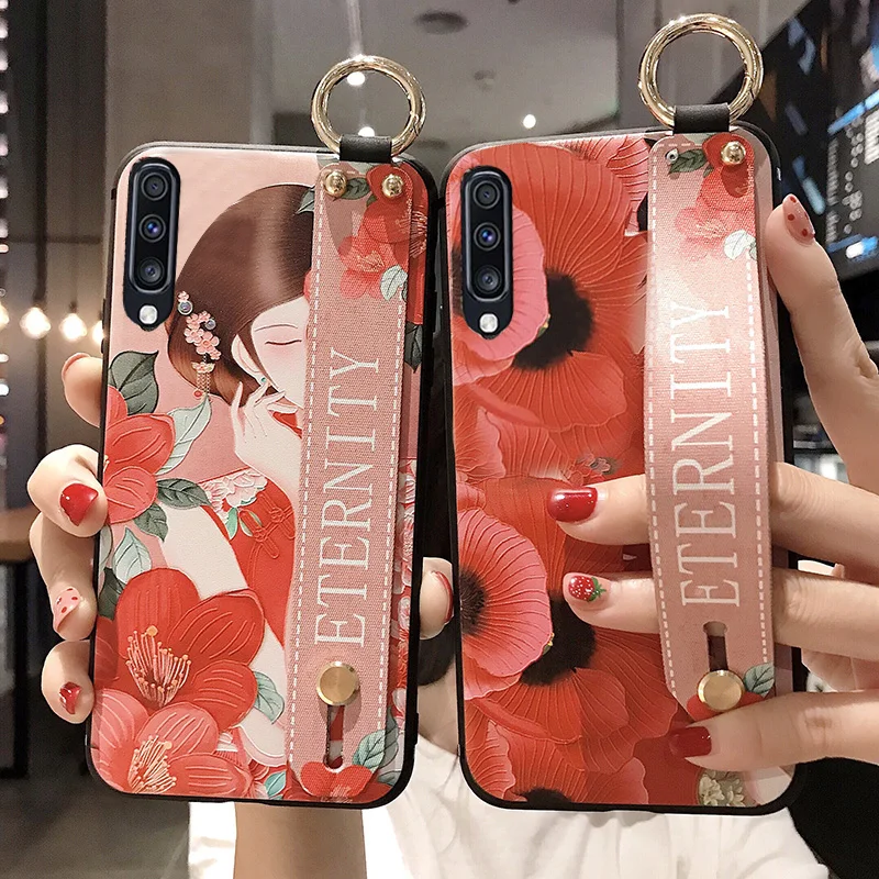 Чехол с ремешком на запястье для Samsung Galaxy S9 S8 S10 S20 Plus Ultra Note 8 9 10 plus A50s A70 A20 A30s A51 A71