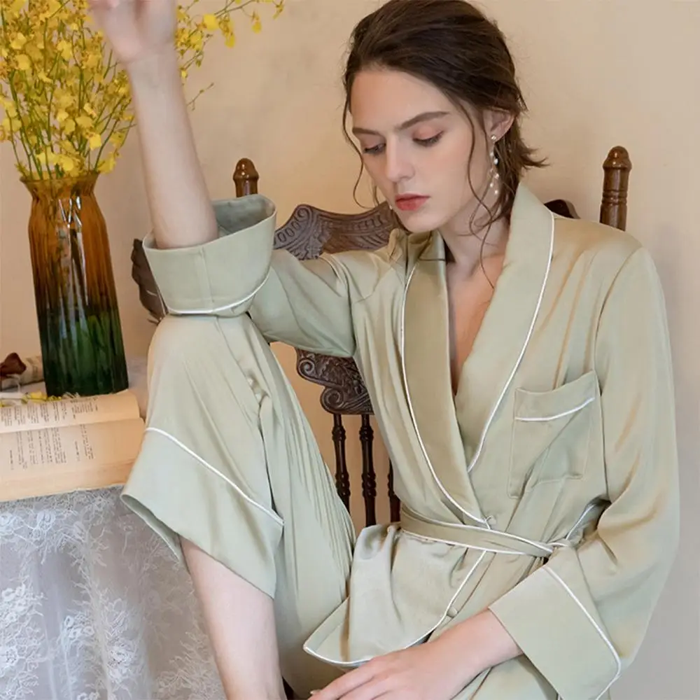 

Irene Tinnie Classic Pajamas Women Long Sleeve Casual Fashion Pijama Satin Sleepwear Women Pajama