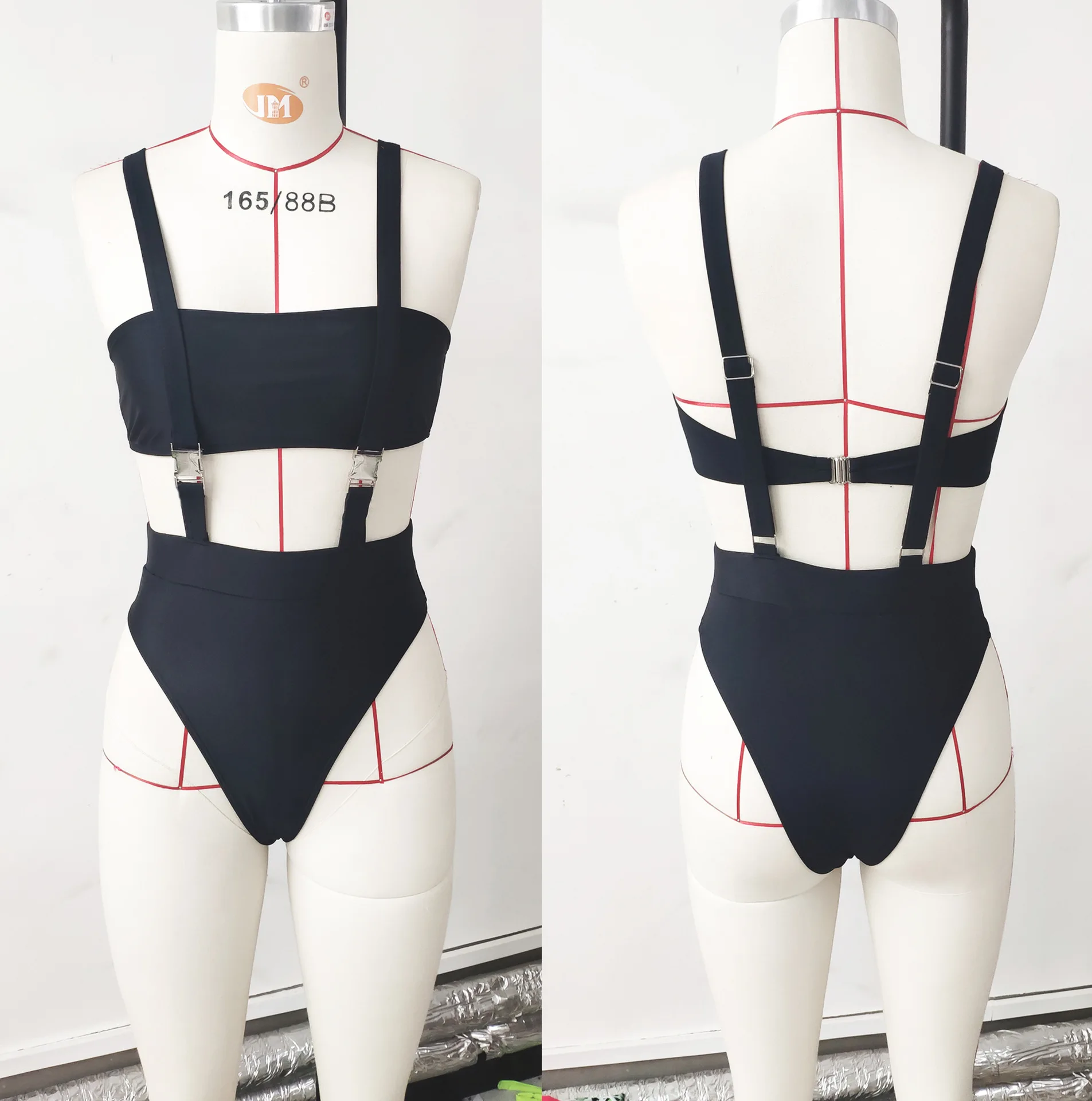 2PCS Swimwear Set Womens Bathing Suit Bandeau Bra Bikini Swimsuit High Waist