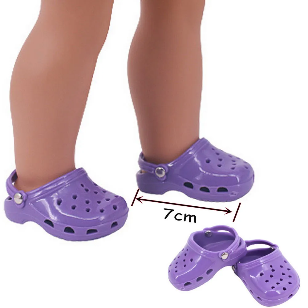 

7CM Summer Sandals Doll Slippers for 18 inch Girl Dolls Baby Toys Purple Pink Blue Rose-red Shoes fit 43cm Height American Dolls