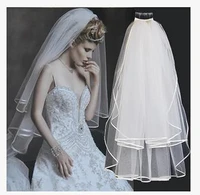 new in trend short wedding veils two layers satin edge birdcage veil bridal veils high quality tulle