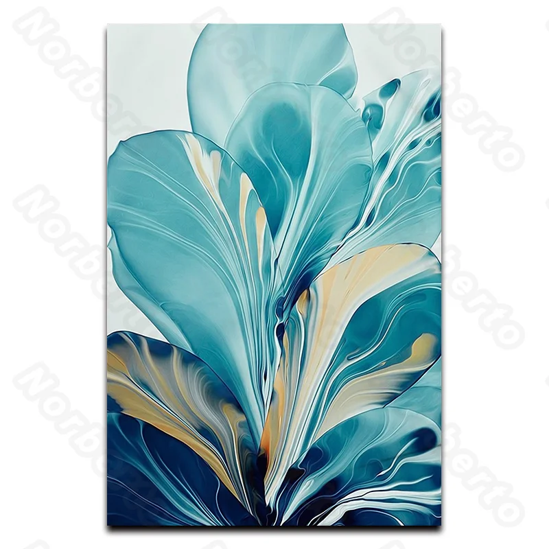 

Nordic Style Canvas Painting Wall Poster Minimalist Pictures Big Light Green Flowers for Home Rooms and Hallway Wall Decoration