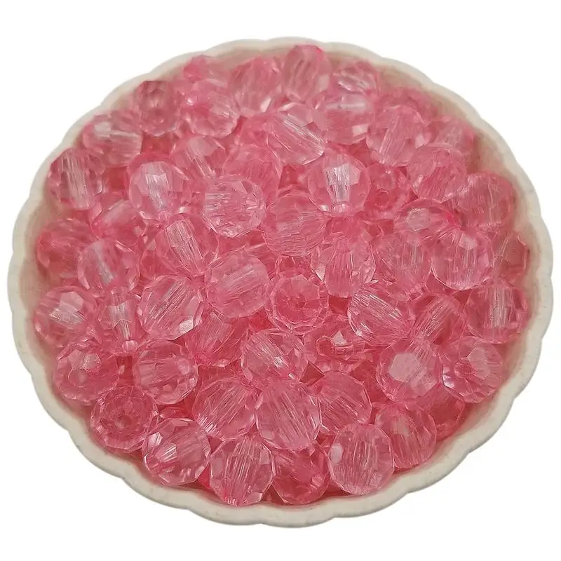 

100 Pcs 8mm Transparent Acrylic Faceted Round Spacer Loose Beads;DIY Findings Jewelry Accessories Fashion Hot Sale Multicolor