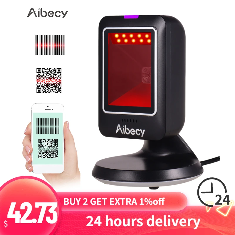 Aibecy MP6300Y 1D/2D/QR Всенаправленный сканер штрихкодов проводной USB считыватель штрих