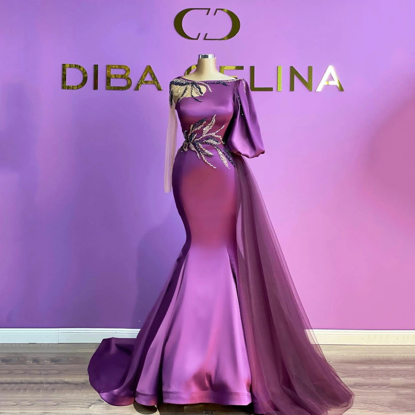 

Женское вечернее платье-русалка, с длинным рукавом, аппликацией из бисера, для торжественных случаев, для выпускного вечера, на заказ, разме...