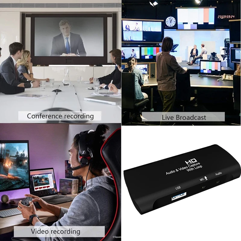 

o Video Capture Card, HDMI USB 2.0 4K Portable Video Converter for Game Streaming Live Broadcasts Video Recording