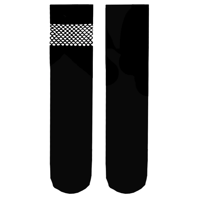 

Gothic Retro COOL Girl JK Mid-Tube Socks Female Dark Bkack Lolita Girl Leg Ring Japanese Harajuku Splicing Mesh Knee-High Stocki
