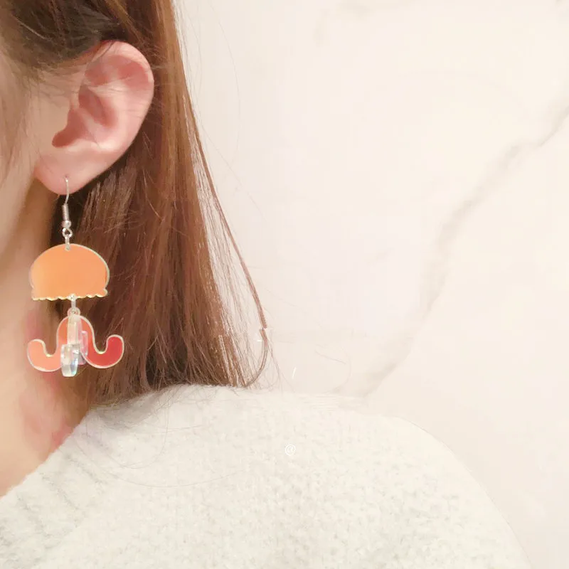 

KUGUYS Acrylic Illusory Color Jellyfish Big Drop Earrings for Womens Girls Kids Trendy Jewelry Fashion Accessories