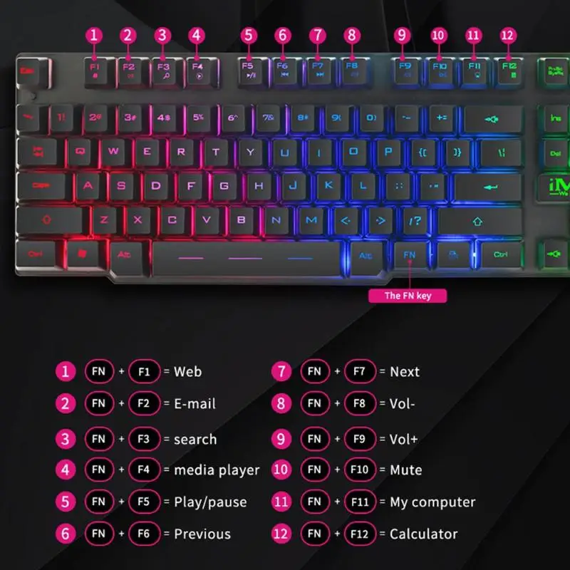 IMICE AK-600 104 клавиш USB игровая клавиатура Проводная Подсветка эргономичная клавиатура с 12 мультимедийными клавишами для компьютер ноутбук ПК