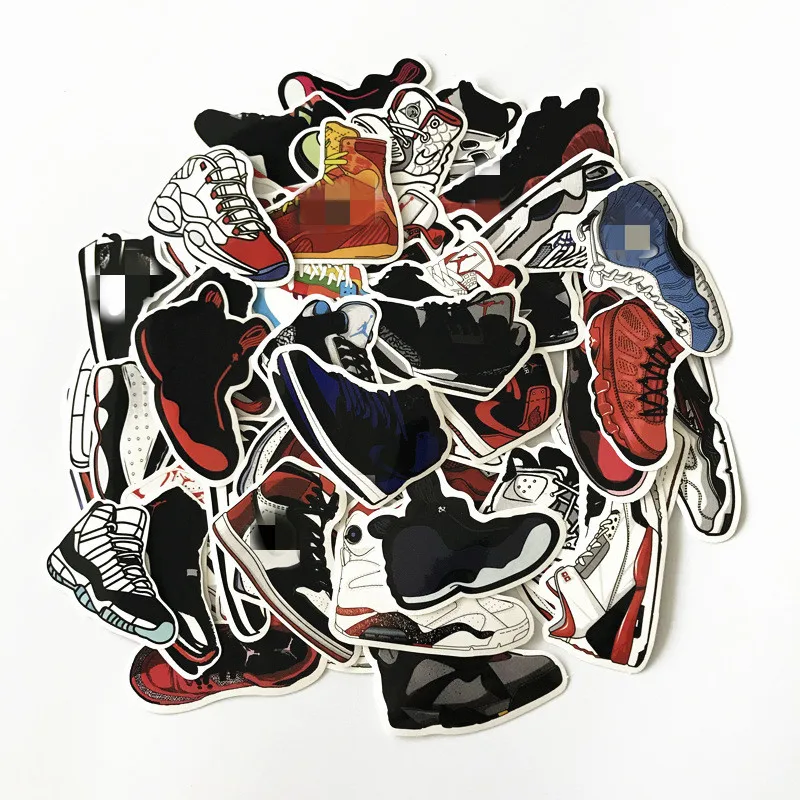 

60pcs/lot Basketball Sneakers Sticker Waterproof Stickers For Wall Fridge Travel Suitcase Bike Sliding Plate Car Styling Sticker