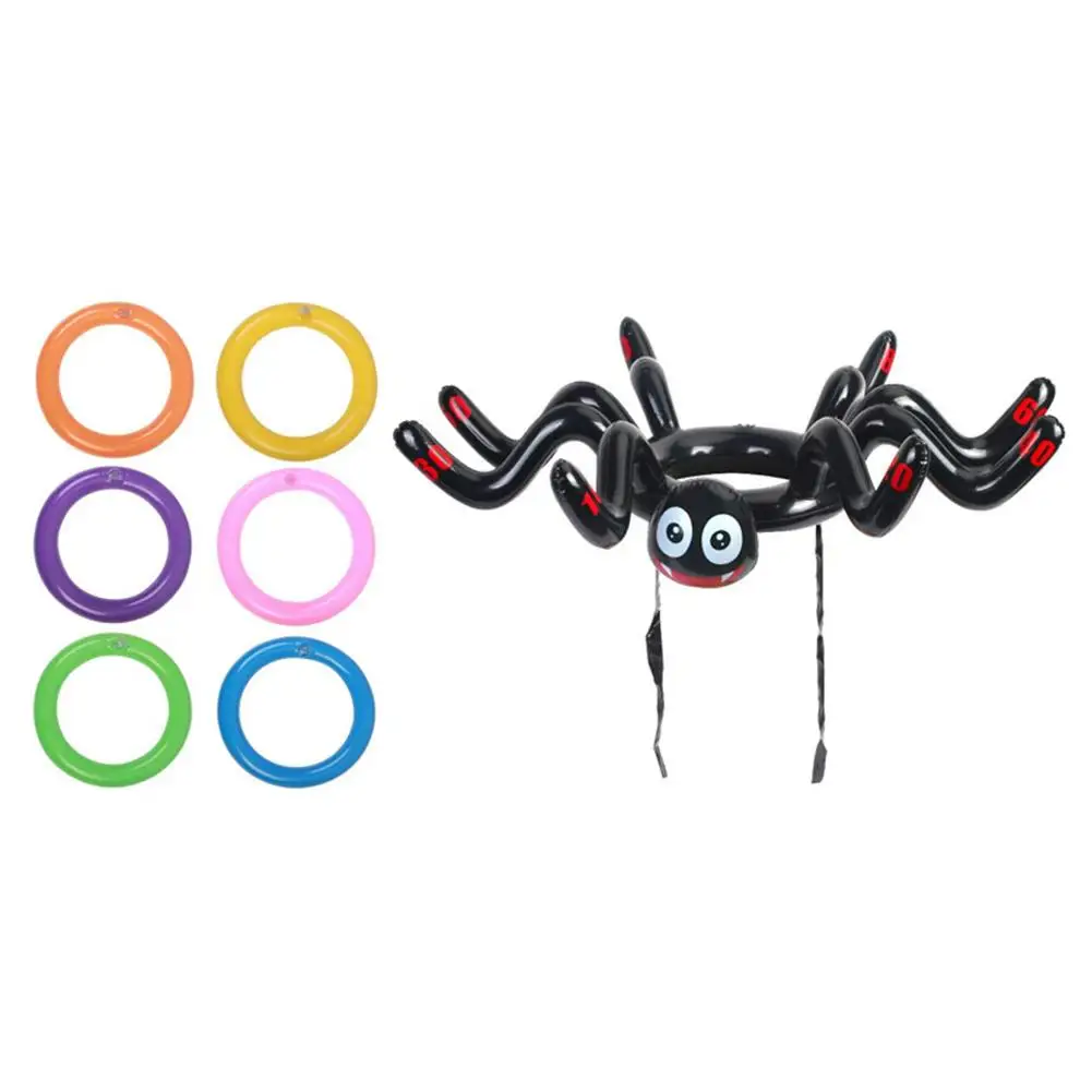 

Halloween Toss Games Inflatable Spider Hat Ring Toss Games with 1 Spider and Rings and Pump for Kids Indoor Outdoor