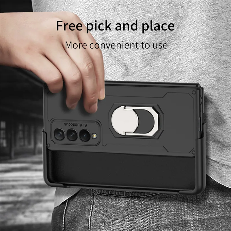 Armor Back Cilp Phone Case for Samsung Galaxy Z Fold 3 5G Anti-fall Protective Folding Cases Cover Accessories with Holder | Мобильные