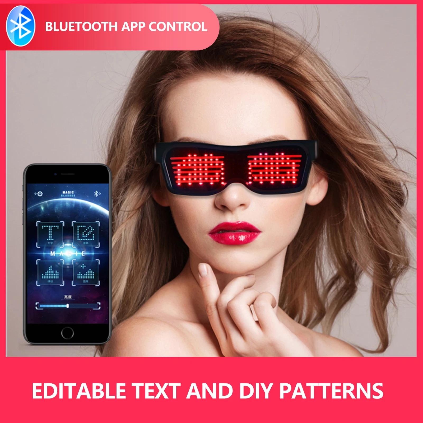 

Magic Bluetooth Led Party Glasses App Control Luminous Glasses Emd Dj Electric Syllables Party Eye Glasses Christmas Decor