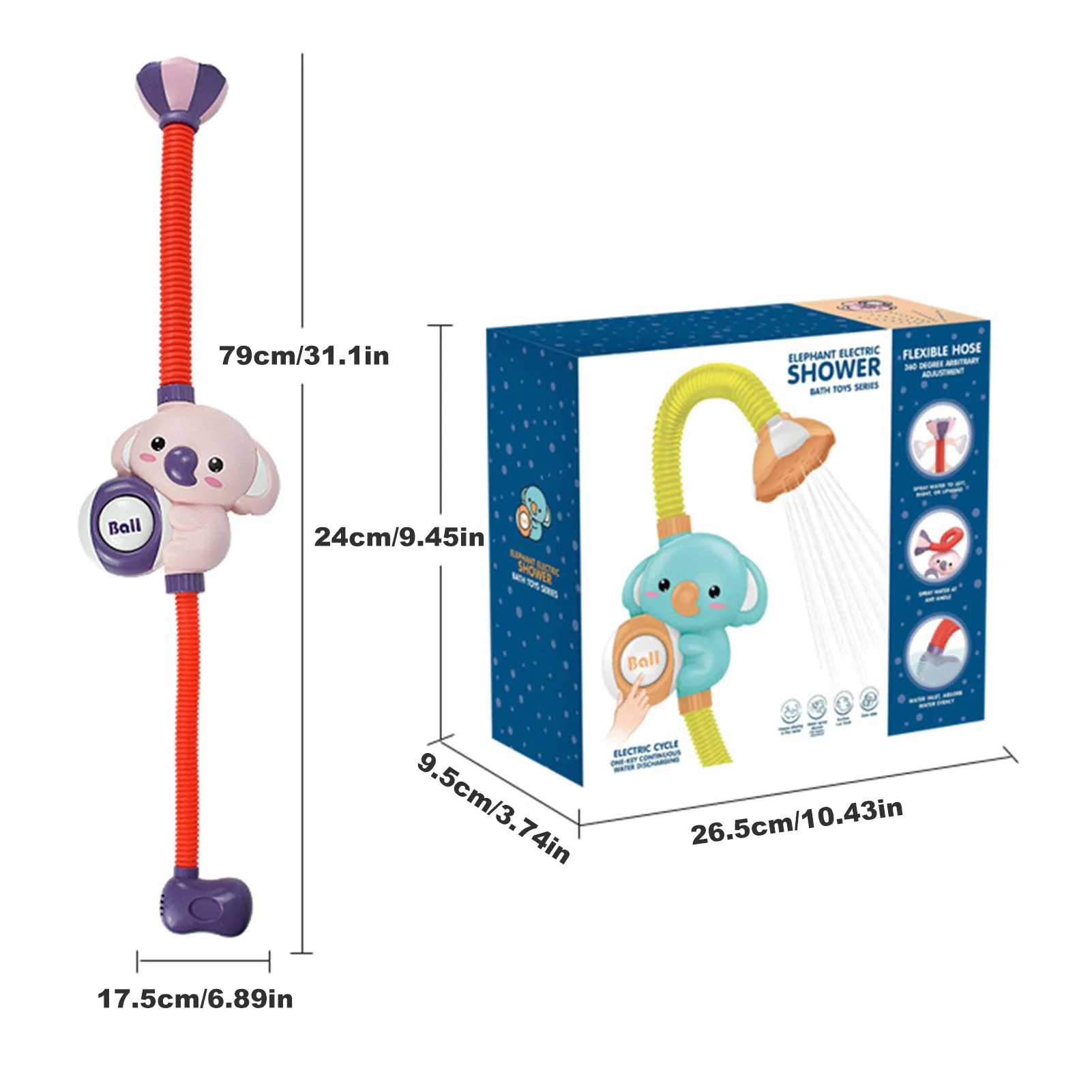 

Baby Bath Shower Head Fun Electric Water Pump Elephant Bath Toy Baby Bath Shower Head Spout Rinser Kids Shower Toys