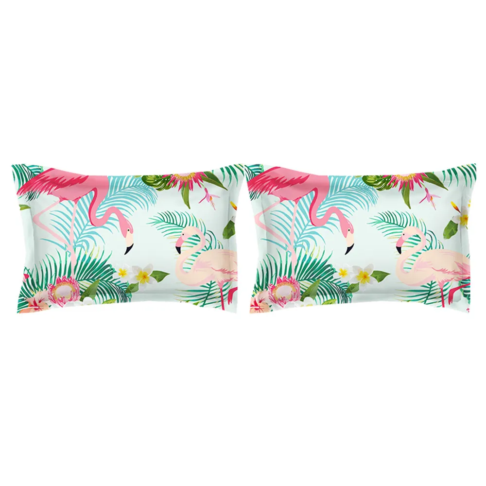 

Pink Flamingo green Duvet Cover Set Animal flower leaves Printed Bird Bedding Set King Cute Girls Bed Cover 3/4pcs Bedspread
