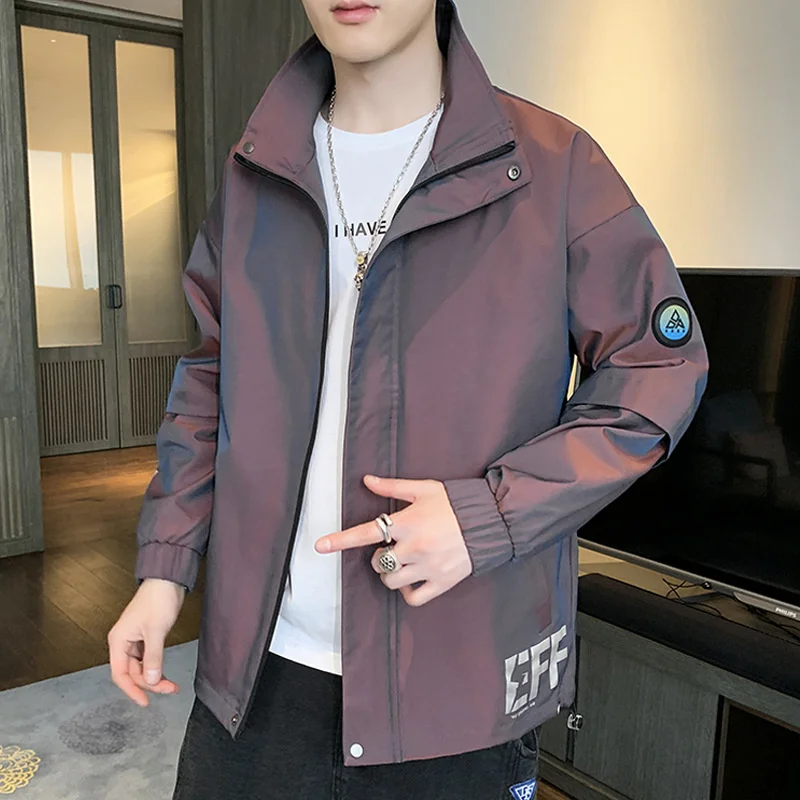 

Men's coat spring and autumn 2021 New Youth trend gradient jacket Korean casual stand collar handsome top