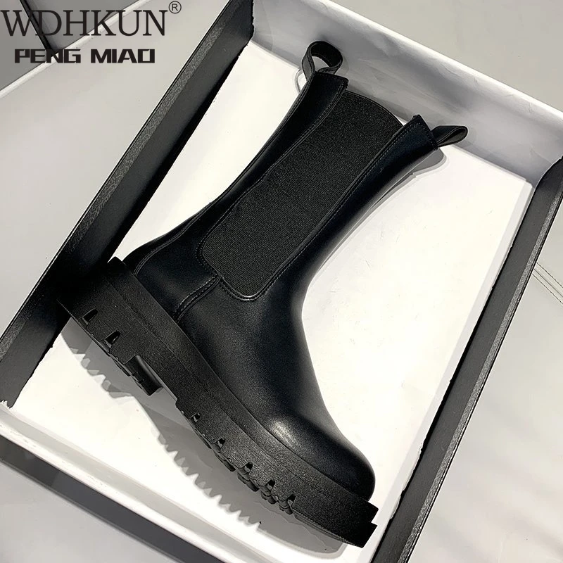 

Ботинки-челси женские, зимние, без застежек, на массивном каблуке