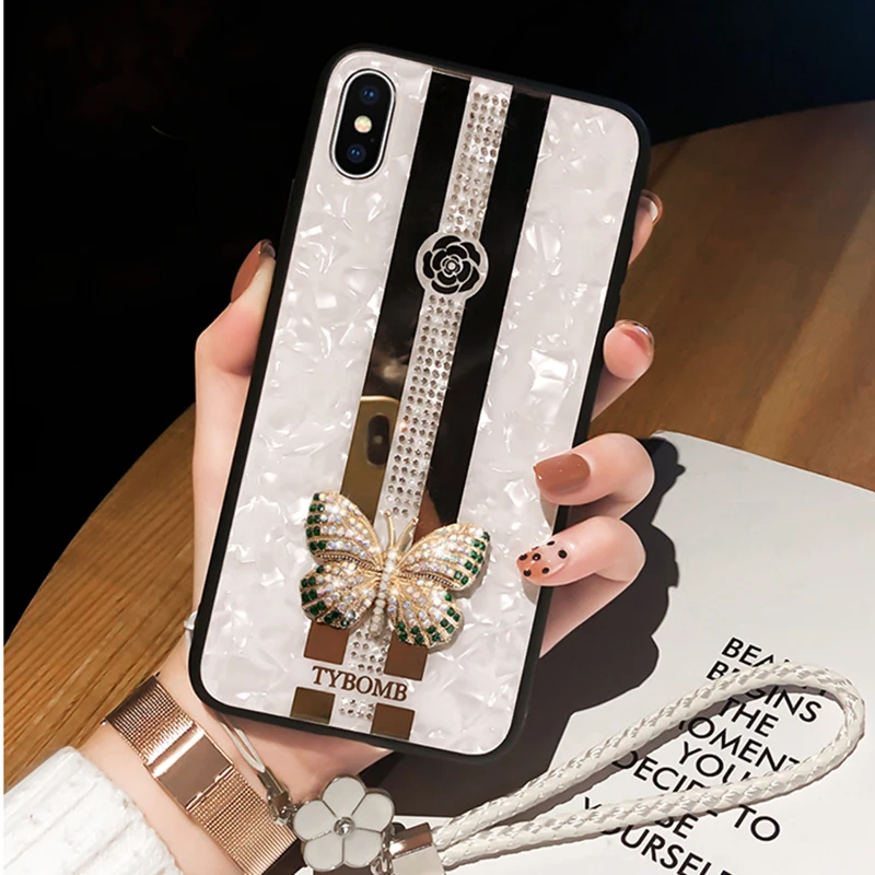 Роскошный зеркальный 3D бабочка алмаз жесткий чехол для телефона iPhone 11 Pro MAX X XR XS 7 8