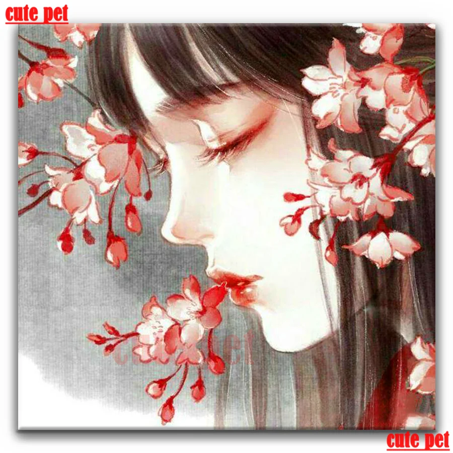 

cute pet DIY Diamond Painting Fantasy woman crossstitch Full square round Diamant Embroidery Handcraft mosaic diamond Home Decor