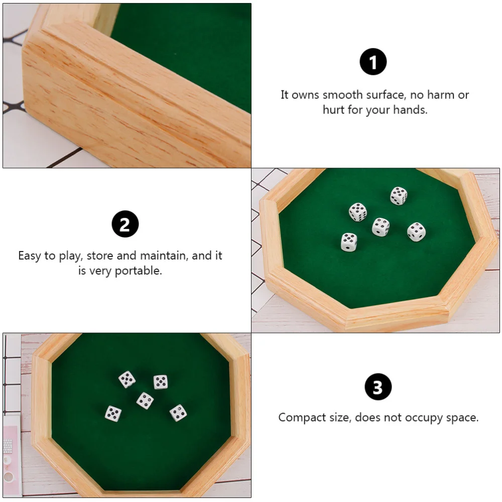 

1 set of Dice Game Board Wooden Board Game Dice Drinking Flop Game Dices