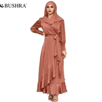 bushra djellaba abaya dubai shiny soft silky muslim dress satin abaya dubai turkey muslim dress islam abayas with belt
