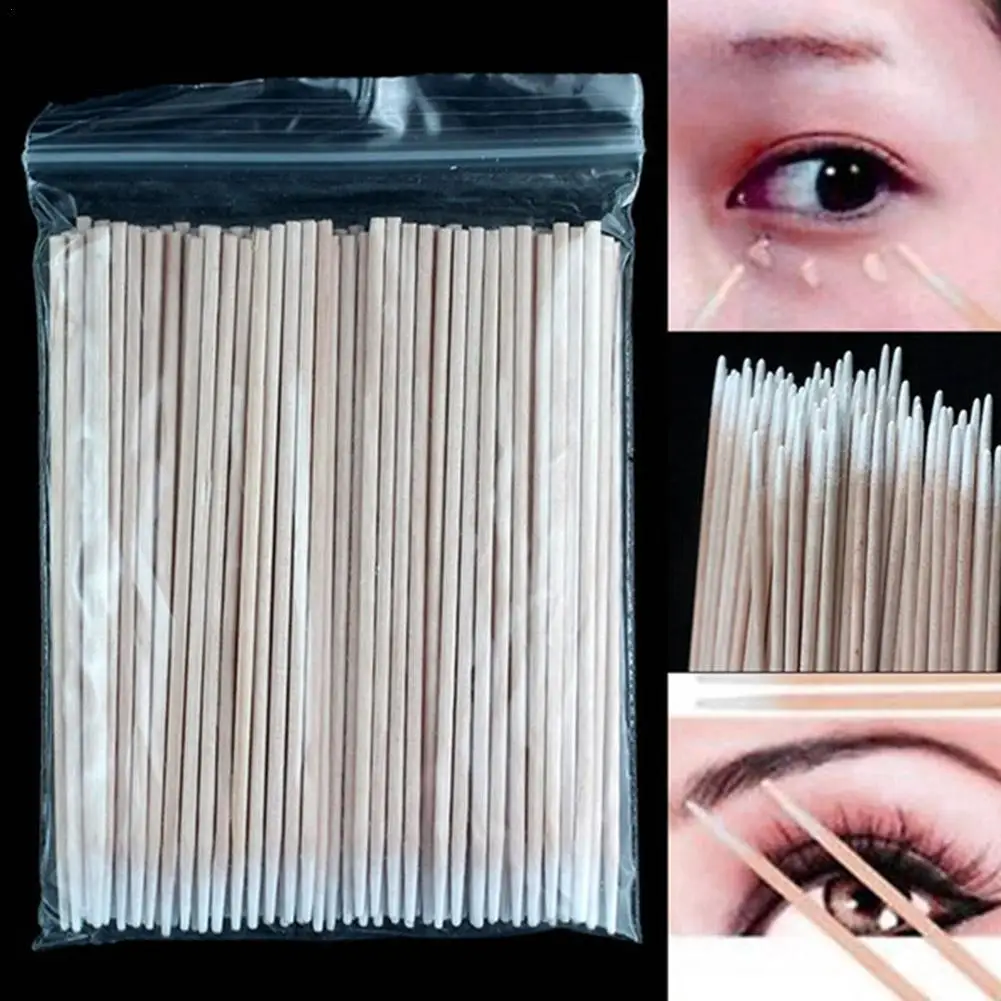 

Disposable Cotton Swab Lint Free Micro Brushes Wood Swabs Ear Clean Stick Eyelash Extension Glue Removing Eyeliner Sanitary Swab