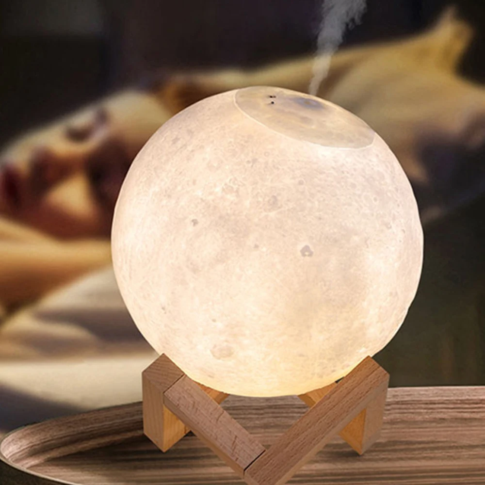 

3D Moon Light USB Ultrasonic Aroma Air Humidifier Mist Maker Purifier Moon Night Light For Home Bedroom Decoration