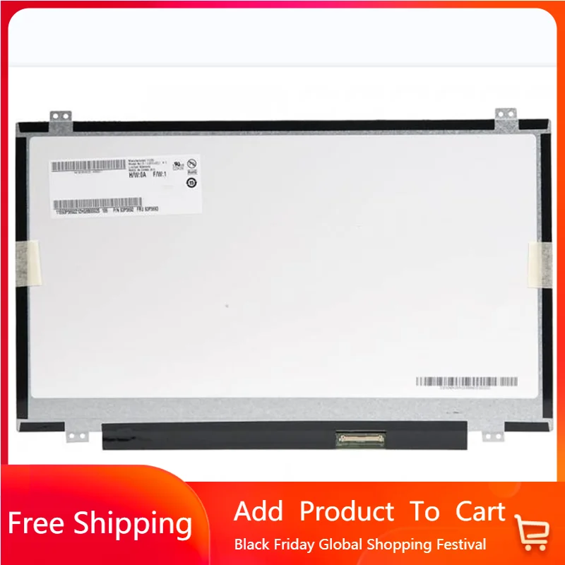 14 Inch B140RW02 V2 LED LCD Screen HD 1366*768 EDP 40Pin Laptop Replacement Display Slim Panel