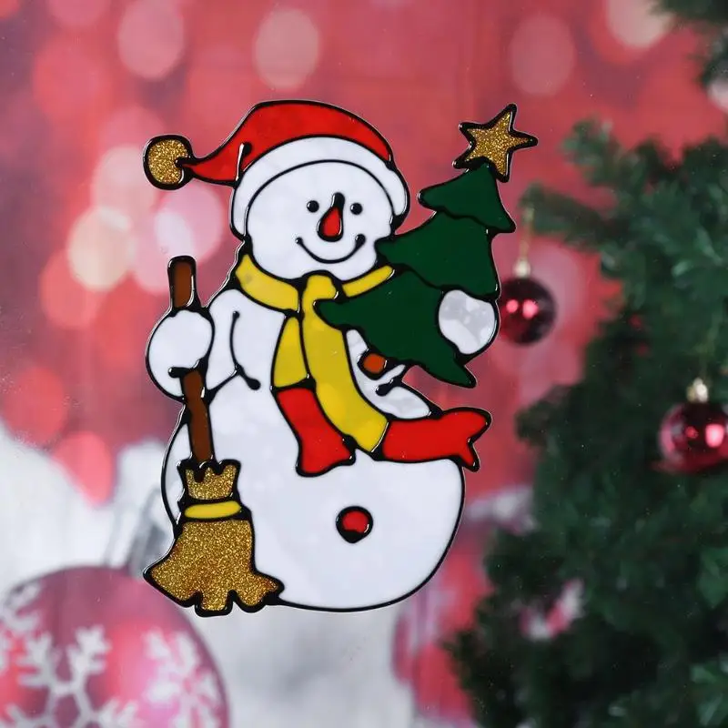 Рождественские силиконовые наклейки на стекла большое окно дверь стена обклеить