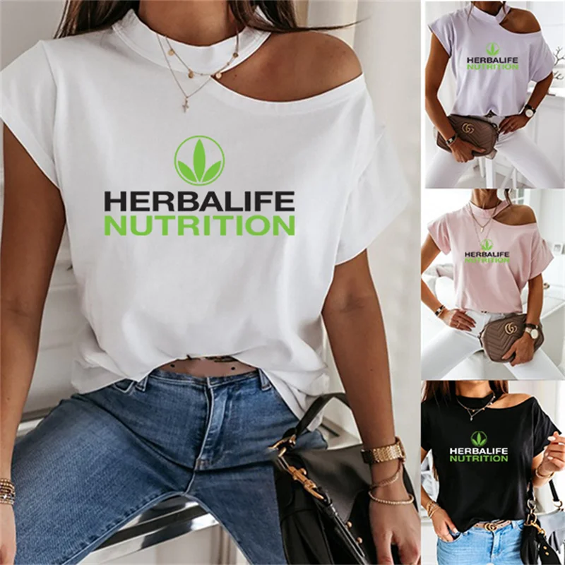 

Summer Women's Sexy Strapless Crooked Neck T-shirt White Top Fashion Hollow Short Sleeve Black Large Size Ladies Street Casual