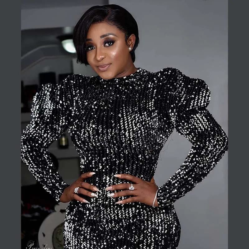 Бархатное вечернее платье с блестками Женская африканская одежда пышными