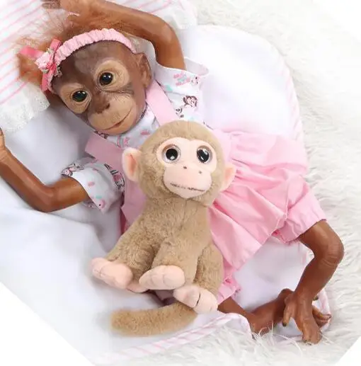 Розовый Новинка 21 дюймов 52 см ручной работы boneca reborn Monkey очень мягкие силиконовые виниловые куклы Macaco игрушки коллекционные художественные куклы Apes - Цвет: Розовый