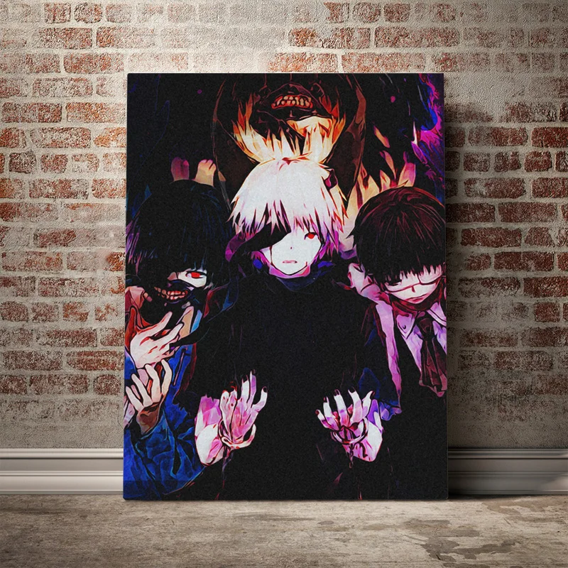 

Canvas Painting With Frame kaneki kenTokyo Ghoul Anime Poster Canvas Painting Wall Art Decor Living Room Bedroom Home Decoration