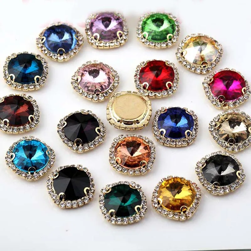 Новинка 2017 года круглые стеклянные кнопки для шитья страз украшения свадебного