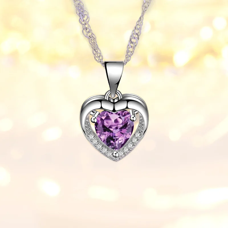 

XIYANIKE 925 Sterling Silver Forver Love Heart Of Ocean Pendant Necklace Female Charm Fashion Jewelry Exquisite Accessories Gift