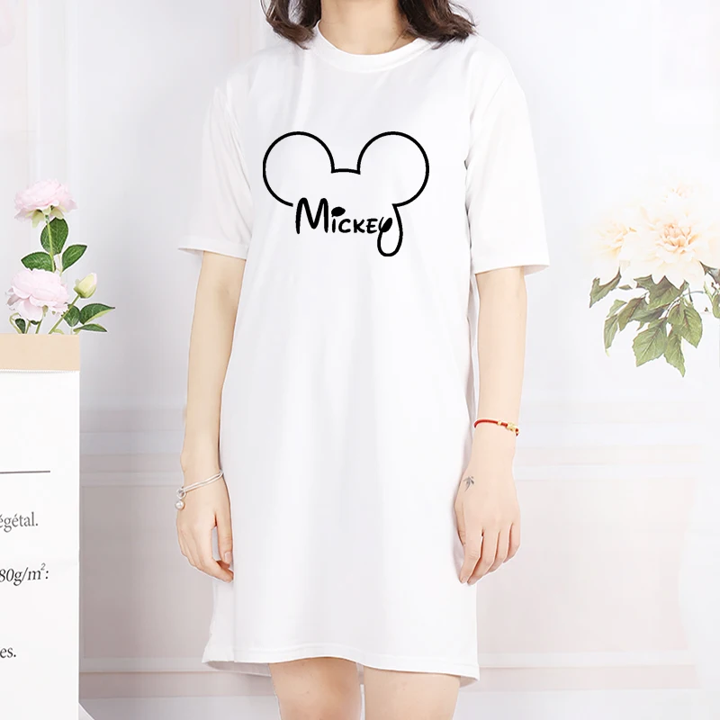 

2021 Women Dress Plus Size Minnie Mickey Print Cartoon Mini Dresses Harajuku Short Sleeve Casual Loose Party Femme Streetwear