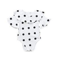 2021 summer girls short sleeve ruffled polka dot one piece romper romper kids cotton suit comfortable baby clothing set 1 3y
