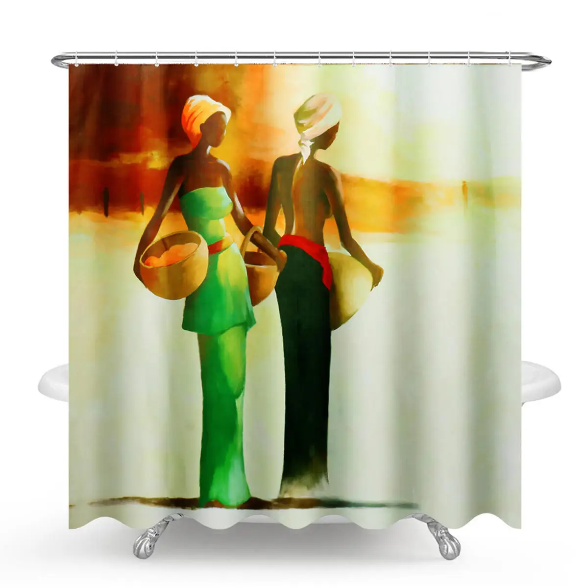 

Bathroom Shower Curtain African Woman Shower Curtain Black Girl Bathroom Waterproof Polyester Fabric for Bathtub Decor 12 Hooks