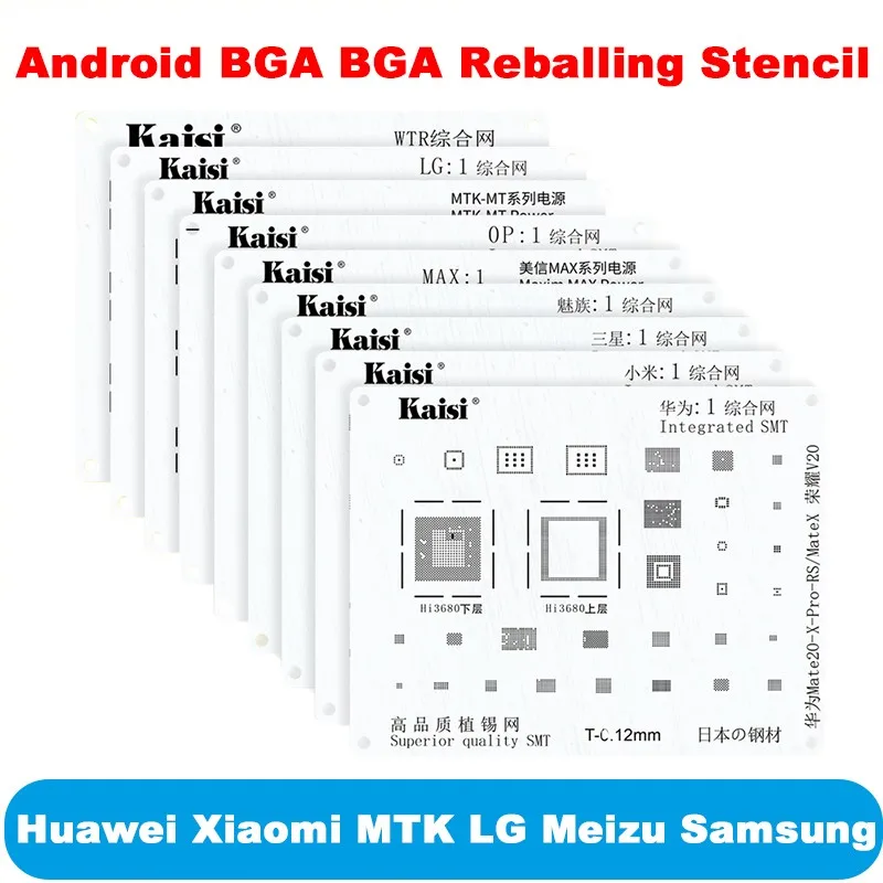 

For HUAWEI XIAOMI OPPO Meizu LG Samsung MTK High Quality Solder Template BGA Reballing Stencil Kit Set IC Power Chip