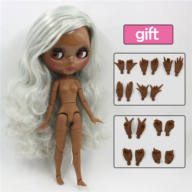 super black skin Фабрика blyth кукла bjd шарнир тела белая кожа bjd 30 см матовый лица резные губы с бровей индивидуальные лица - Цвет: super black skin