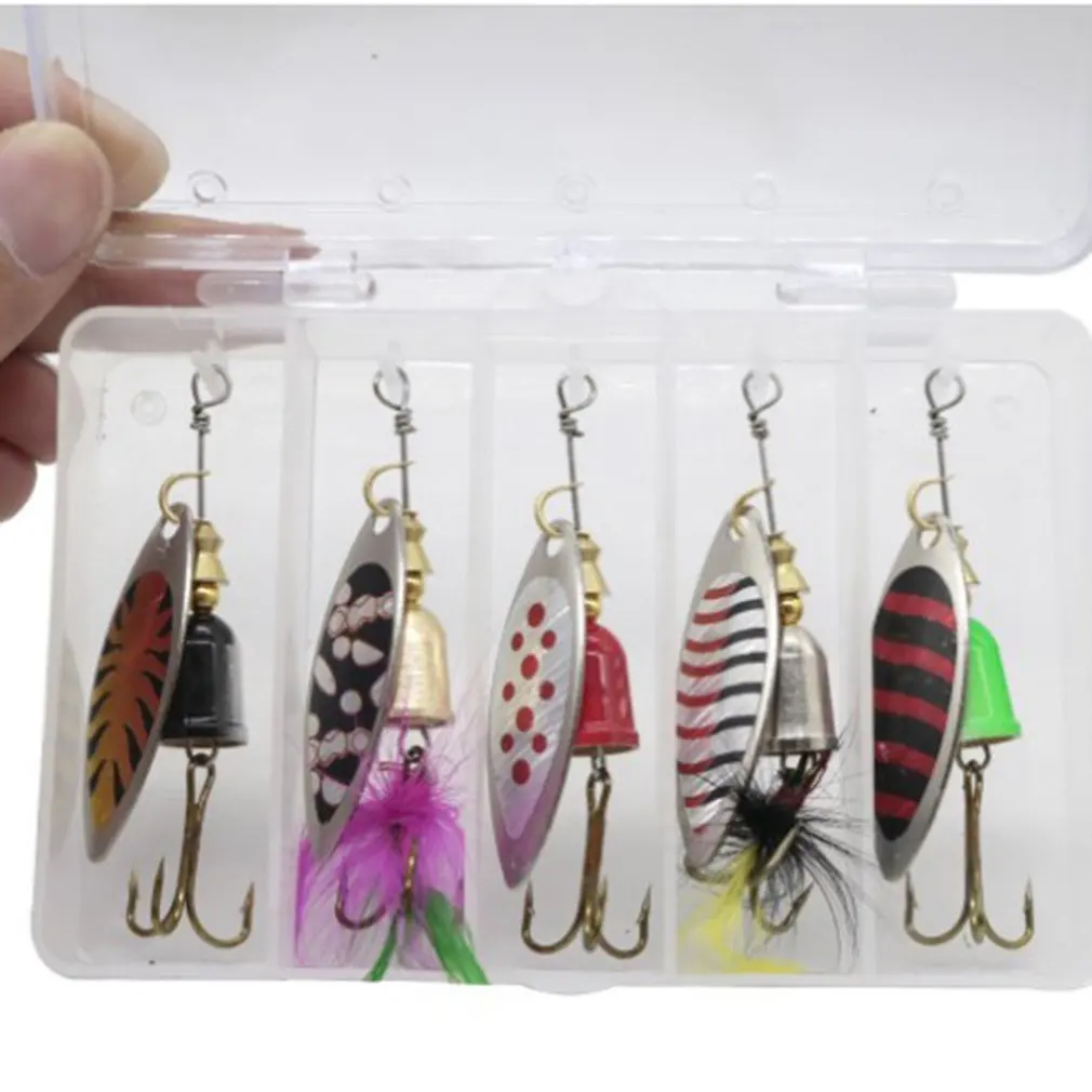 Вращающийся Сияющий набор блесток приманка с пером поддельные приманки