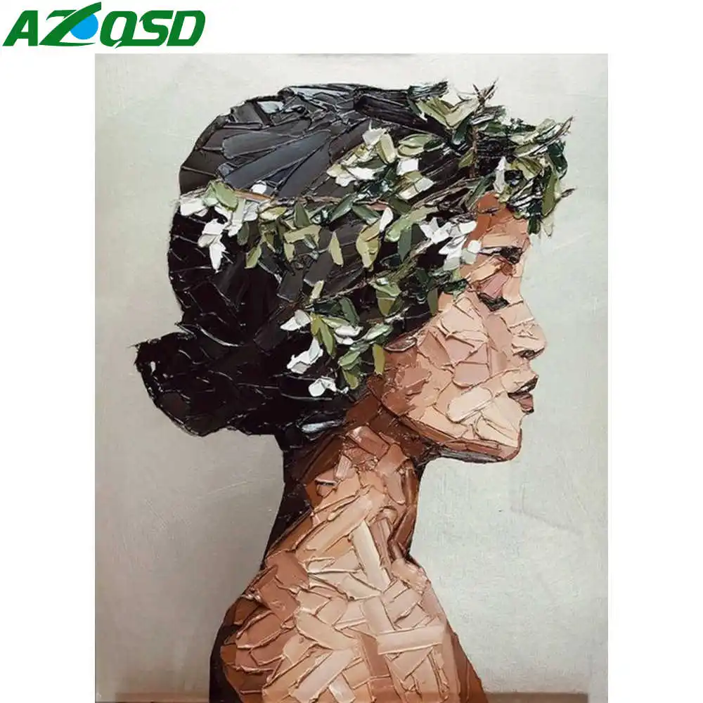 

AZQSD Adult DIY Paint By Numbers Girl Picture For Living Room Home Decoration Unframe Coloring By Numbers Portrait Unique Gift