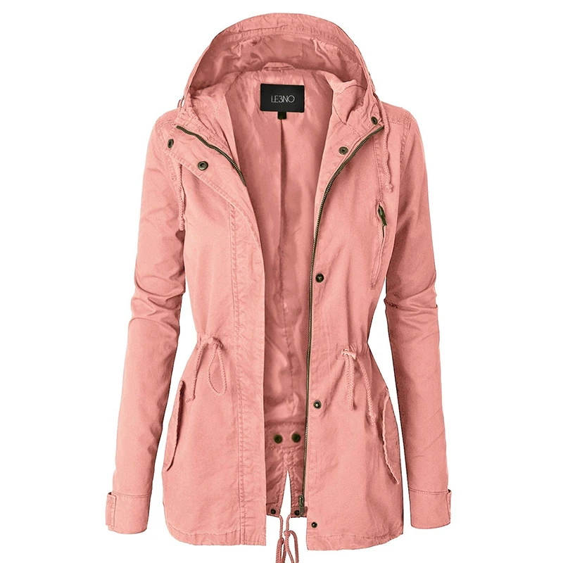 New Fashion Cotton Coat Long Sleeves Hooded Coat Zip Jacket Waist Collection Casual Sport Women Clothes Plus Size S-XXXXXL