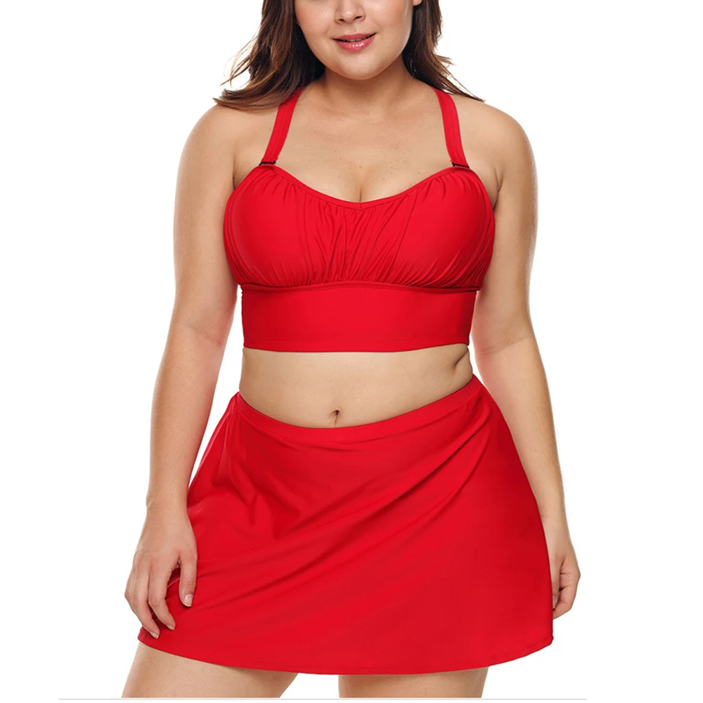 Женская одежда для плавания большие размеры винтажная пляжная 2 предмета топы +