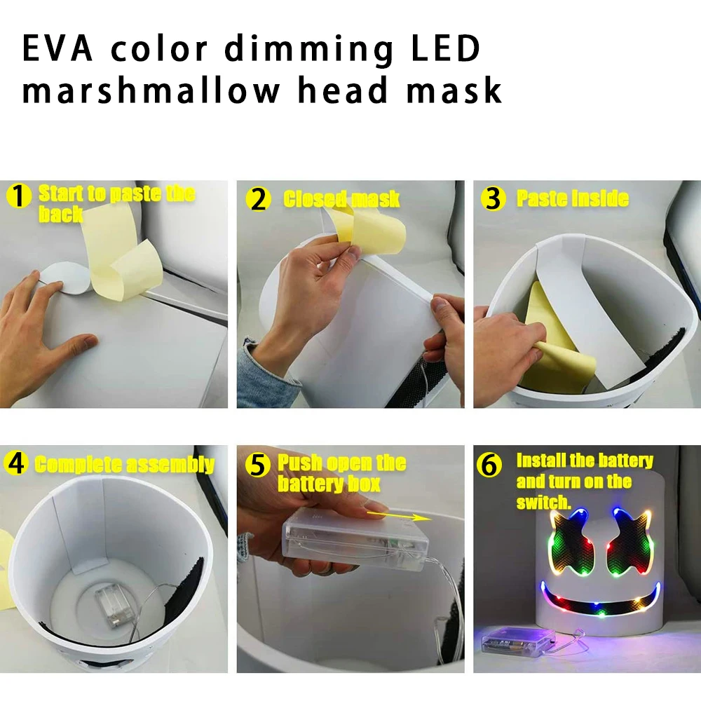 СВЕТОДИОДНЫЕ светящиеся маски Marshmallow DJ маска на шлем реквизит для косплея