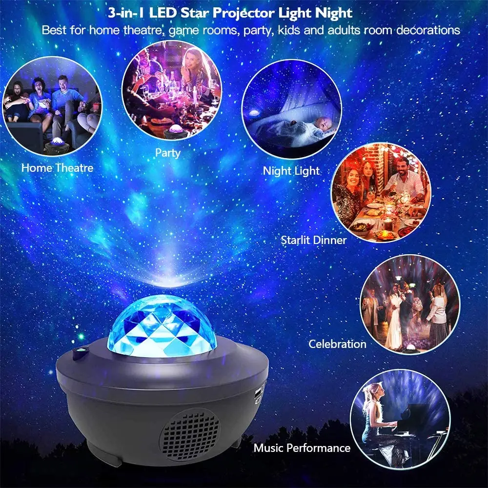 Bluetooth Music Led Projection Lamp Remote Control Wifi Smart Star Projector Light Starry Sky D30 | Лампы и освещение