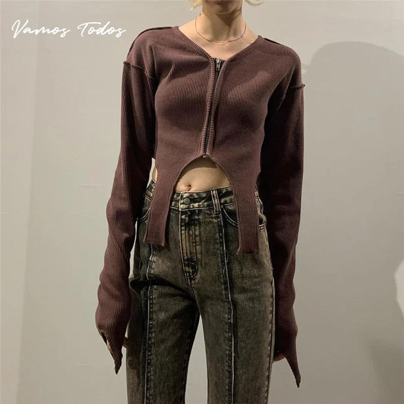 

Soild Streetwear Zipper Skinny Women Sweatshirts Long Sleeve Woman Clothing Y2k Top Harajuku Tracksuits For Girls Vamos Todos
