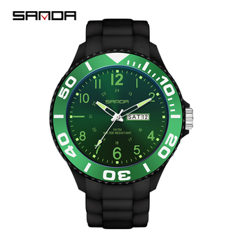 SANDA Men Sport Watch Quartz Wristwatch Waterproof Fashion Casual Male Female Alarm Clock Black Watches Relogio Masculino-36804