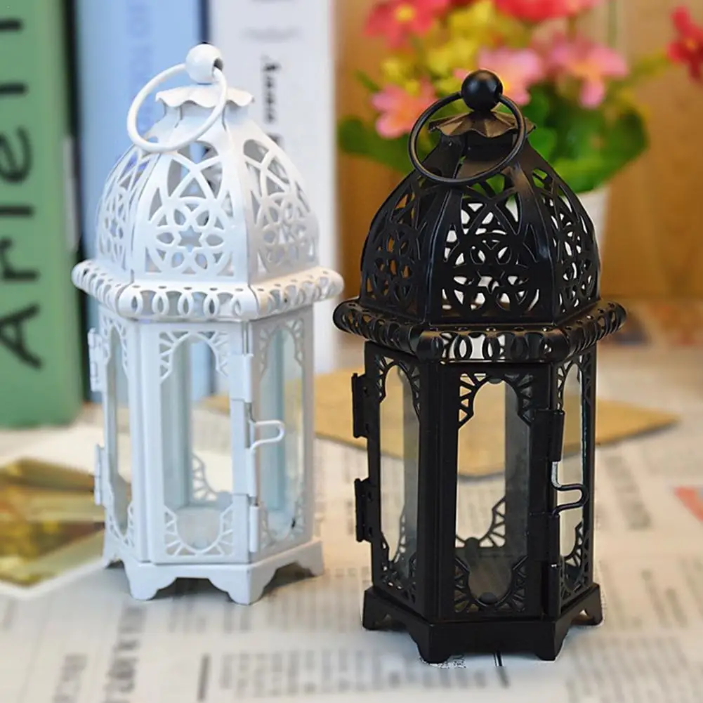 

Hanging Moroccan Classical Bar Creative Home Candle Holder Home Wrought Iron Candlestick Lantern Glass Home Decoration